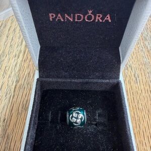 RETIRED Pandora Sterling Silver and teal enamel “Zen” charm
